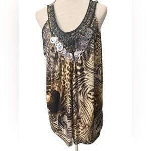 Cato sleeveless stretchy top with sequin embellishments Women’s size XL EUC